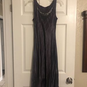 Designer Satin Dress in silvery plum color-  Beautiful Color with embellishments